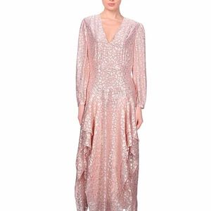 Stella McCartney Silk Metallic Print Dress Subtle Animal Print NWT 46